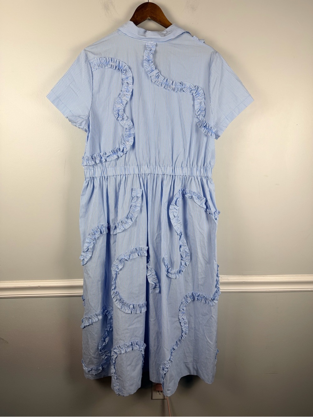 Kate Spade New York x Target - Ribbon Short Sleeve Midi Dress Blue White XL - Picture 6 of 6